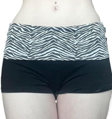 Lounge Fold Over Shorts Zebra Striped Cheetah Low Rise Patchwork Stretchy Y2K Skinny Sexy Casual Women Shorts