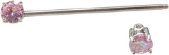 1 Piece Beautiful Prong Set Double Gem Industrial Steel Barbell -14g - 1.5" (38mm) Ear - Body Jewelry