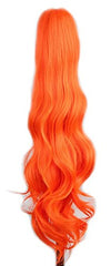 yuehong Long Wavy 21" Colorful Clip In/On Hair Extensions Piece Curly Claw Ponytail wig (Hot pink)