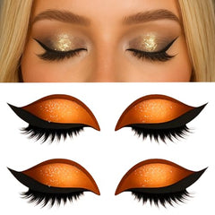 Lazy Eye Shadow Eyelash Patch, MAGIC BY MARA Eyeshadow and lash Sticker, 2-in-1 Reusable Eyeshadow & Eyelash Makeup Stickers, Makeup Stencils Sticker for All Eye Shapes, 2 Pairs (Gold)