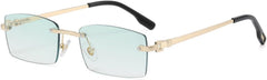 Green Metal Sunglasses Rimless Male Purple Brown Sun Glasses Fashion Female No Frame