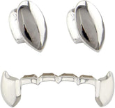 18K Gold Plated Vampire Dracula Teeth Grillz 2pcs Single Fangs and 6 Bottom Grills Set for Men Women Rapper Cosplay Costume