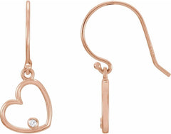 .03 Cttw Diamond Heart Earrings (26mm x 10mm)