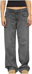 Women's 2025 Wide Leg Jeans Distressed Mid Waist Denim Pants Vintage Trousers Casual Loose Fit Lightweight Trousers