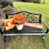 MAISON ARTS Garden Bench Cast Iron Steel Frame 50 Inch Flower Pattern Bench