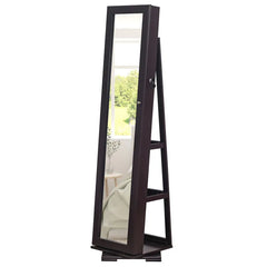 Brown Mirror Storage Cabinet 5 Tiers Rotatable Wooden Painted