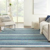 Nourison Passion Indigo Blue Coastal Geometric Area Rug