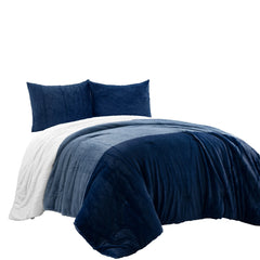 Lush Decor Farmhouse Color Block Ultra Soft Faux Fur All Season Kids Comforter Set