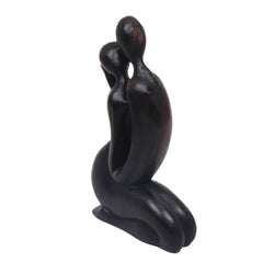 Handmade Wood Sculpture, 'The Kiss' (Indonesia) - 21.5 cm H x 12 cm W x 5 cm D