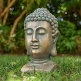 Glitzhome MGO Faux Bronze Buddha Garden Statue Monk Sculpture Indoor Outdoor Decor Fall Gifts