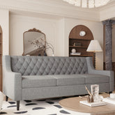 Naro Mid-Century Modern Fabric 3-Seater Sofa with Tufted Backrest by GDFStudio