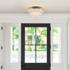 Starsky Coastal 3-Light Tiered Shell-Shaped Glass Flush Mount