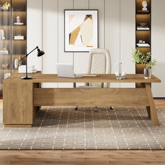 78.7-Inch L-Shaped Executive Desk Computer Desk with File Cabinet