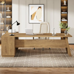 78.7-Inch L-Shaped Executive Desk Computer Desk with File Cabinet