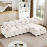 GDFStudio - Chenille Modular 3-Seater 102" L-Shaped Sectional Sofa with Ottoman