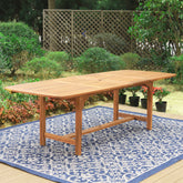 MAISON ARTS Patio Solid Acacia Wood Expandable Dining Table for 6/8 People