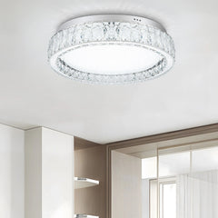 Chrome LED Flush Mount Ceiling Light With Clear Crystal Accents