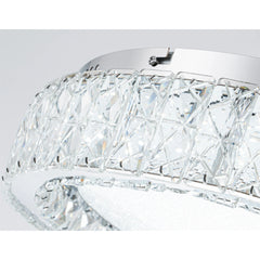 Chrome LED Flush Mount Ceiling Light With Clear Crystal Accents