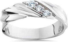 Pompeii Three Stone Diamond 14K White Gold Wedding Ring