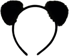 Womens Fur Ball Headband Fluffy Panda Ears Hairhoop for Halloween Cosplay