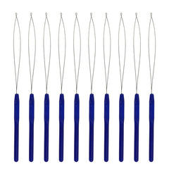 10 Pcs Hair Extension Loop Needle Threader Pulling Hook Tool and Bead Device Tool for Hair Extensions (Black)