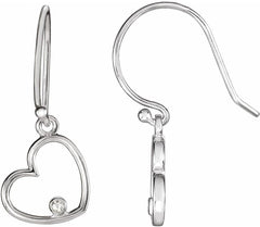 .03 Cttw Diamond Heart Earrings (26mm x 10mm)