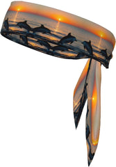 Jamaica Beach Print Sports Head Tie Bandanas - Elastic Adjustable Bands for Workout, Beach, Summer, Jogging, Cycling
