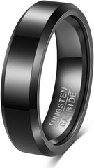 4mm 6mm 8mm Tungsten Carbide Wedding Band Ring For Men Women-Available in Black,Gold and Silver Matte Finish&Polished Beveled Edges Comfort Fit Size 5-12