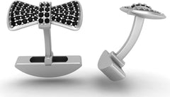 925 Sterling Silver Bow Tie Cufflinks with Gemstones | Men’s Formal Shirt Accessories for Weddings, Parties, and Business