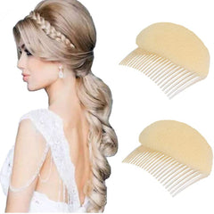 Hair Comb, 2PCS Charming Bump It Up Volume Inserts Hair Decoration Comb Sponge Foam Do Beehive hair styler Insert Tool (Beige, Nylon)