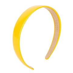 Yellow Headband Faux Leather Thin Hairband Halloween Head Bands for Womens & Girls Hair Solid Simple Holiday Cosplay Head Bands Yellow Hair Accessories for Women Girls
