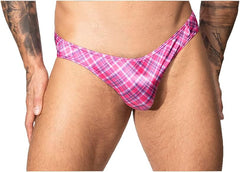 Body Aware Red Plaid Satin Pouch Brief