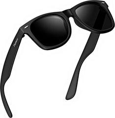 Polarized Sunglasses Womens Men,Trendy Black Sun Glasses,Classic Dark Shades for Driving Fishing, UV400 Protection