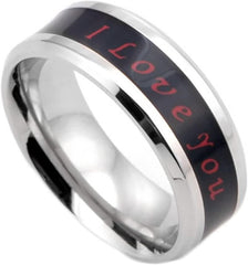 Mens Rings Silver Vintage, Unique Rings I Love You Women Jewelry Titanium Steel Comfort Fit with Box