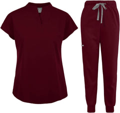 niaahinn Scrubs Set for Women Nurse Uniform Jogger Suit Stretch Top & Pants with Multi Pocket for Nurse Esthetician Workwear