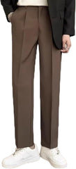 Dualego Mens Pants, EaseMotions Super Stretch Ice Silk Comfort Everyday Pants, Stretch Waist Mens Dress Pant