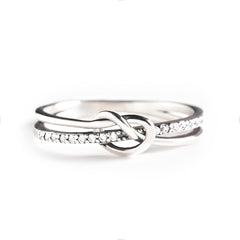 STORYJEWELLERY 925 Sterling Silver Two Tone Knot Ring, Gold and Silver Mixed Metal Rings for Women, Friendship Gifts for Women