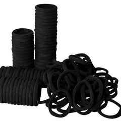 100PCS Hair Ties for Women Girls Thick Hair Bands Strong Stretchy Elastic Ponytail Holders No Damage (Black, 100pcs)