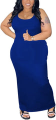 YeGine Women Plus Size Sleeveless Bodycon Maxi Dresses Sexy Slim Tank Dresses
