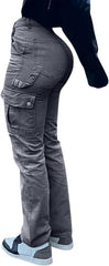 High Waisted Cargo Pants for Women Fashion Straight Wide Leg Streetwear Denim Pants Y2K Jean Trousers with Pockets