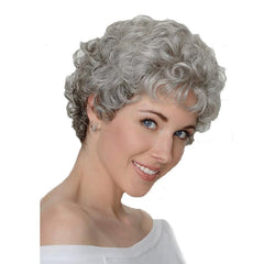 Baruisi Short Fluffy Brown Wigs for Women Natural Looking Synthetic Curly Hair Wig with Bangs