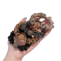 2 Packs Flower Hair Scrunchies for Women, Leaf Embroidery Acrylic Pearl Elastic Hair Ties, Elegant Hair Band, Hair Accessories for Parties, Daily Use (A#)