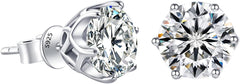 HELLOIC Moissanite Solitaire Stud Earrings 925 Sterling Silver 6-Prong Stud D Color VVS1 Clarity Earrings for Wife Mom