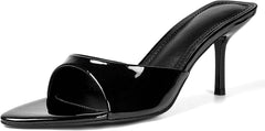 QIV Leopard Kitten Heels Pointed Toe Mule Heels for Women Open Toe Kitten Heel for Party Dressy Wedding