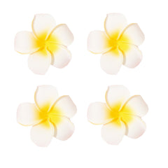 2pc Hawaiian Plumeria Hair Clips Delicate Dew Galsang Flower Barrettes for Beach Party(White)