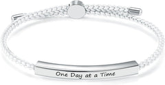 Personalized Nautical Handmade Braided Rope String Stainless Steel ID Inspirational Adjustable Bracelets,Motivation Jewelry for Son Daughter Best Friend