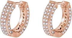 1pair Bling Golden Black Round Zircon Micro Paved Iced Out Rhinestone Stone Stud Earring Copper Jewelry For Men Women-N24
