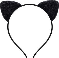 Glitter Leopard Cheetah Ears Headband for Women Girls, Halloween Cosplay Leopard Costume Hair Accessories for Adult