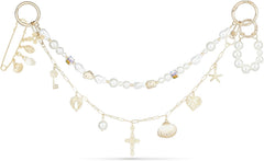 4-in-1 Bag Charms Set, Elegant Gold Purse Charms with Pearl Beads, Shell Pendant, and Safety Pin, Handbag Charm