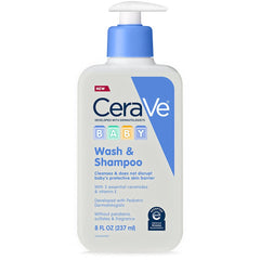 CeraVe Baby Wash & Shampoo, 2-in-1 Tear-Free for Skin Hair Fragrance, Paraben, Dye, Phthalates Sulfate Free Bath, Soap with Vitamin E 16 Ounce